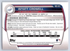250x LOT – WYATT CROWELL DODGERS RC 1st card 2023 BOWMAN DRAFT #BD-63