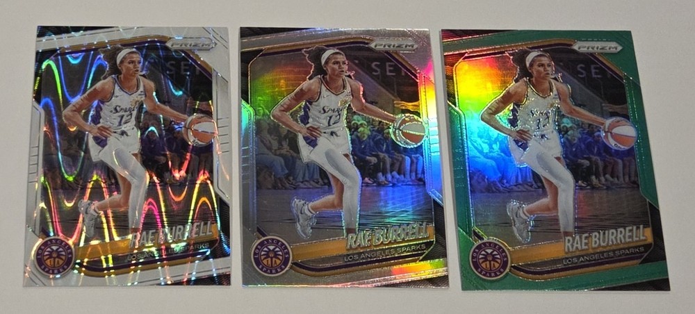 (3) 2025 Panini Prizm WNBA RAE BURRELL! SILVER, GREEN, WHITE SEISMIC PRIZMS! #25