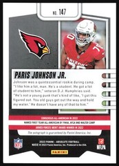 2023 Panini Absolute Paris Johnson Jr Red Rookie Auto /100 #147