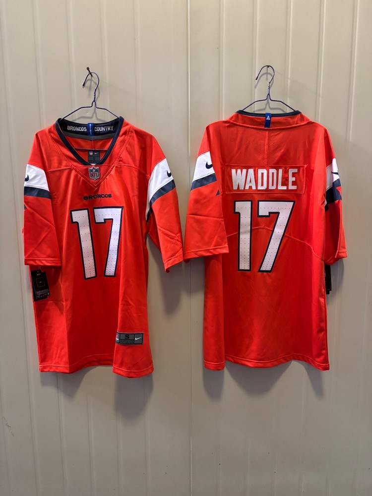 2026 Men&rsquo;s Jaylen Waddle #17 Dark Blue/White/Orange Stitched Jersey S-3XL