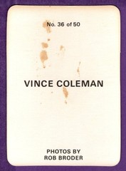 Vince Coleman St. Louis Cardinals 1986 Photos By Rob Broder Oddball Card #36
