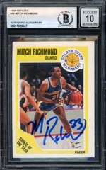 Mitch Richmond Signed 1989-90 Fleer RC 56 Warriors Auto GM 10 Beckett