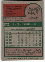 1975 Topps Ralph Garr #550 Atlanta Braves