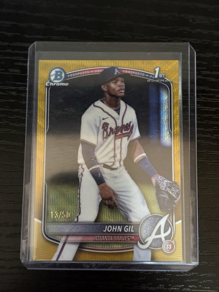2025 Bowman Chrome Prospects John Gil Gold Wave /50