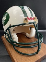 Vintage New York Jets NFL Helmet Phone Telephone On Wood Base Riddell – UNTESTED