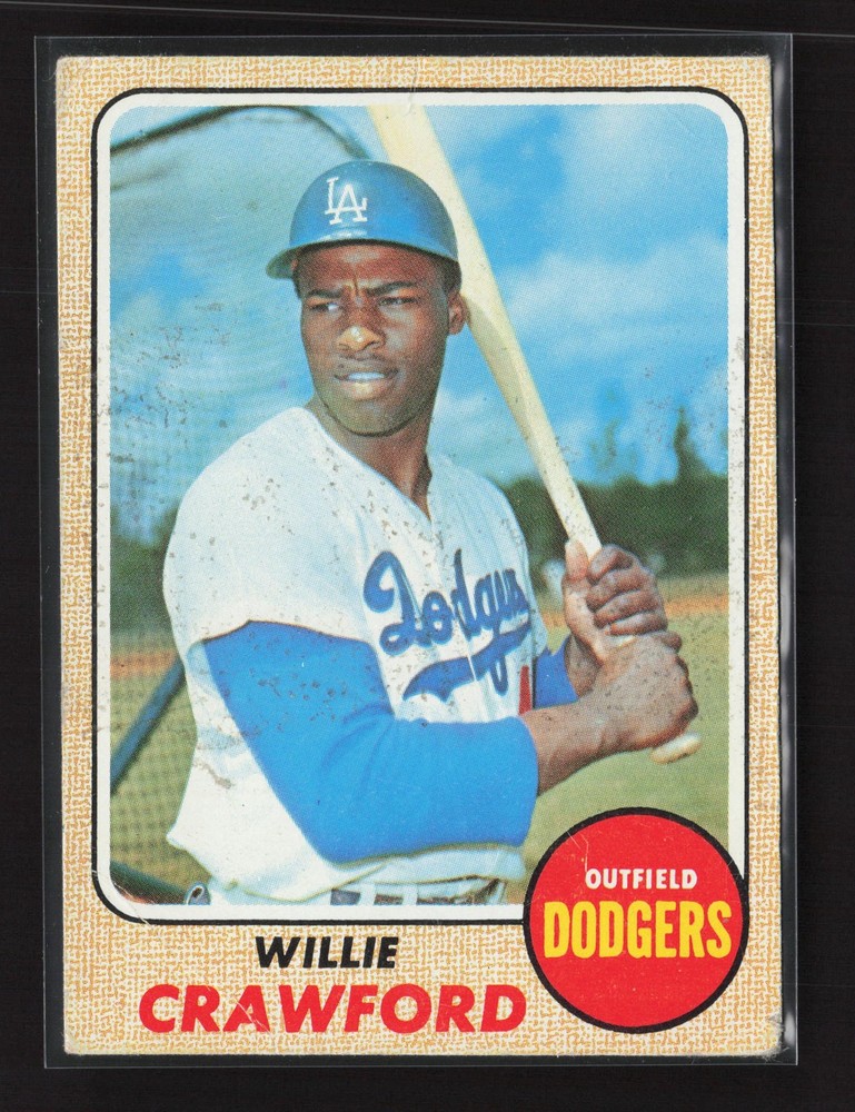 1968 Topps Willie Crawford #417 minor crease front