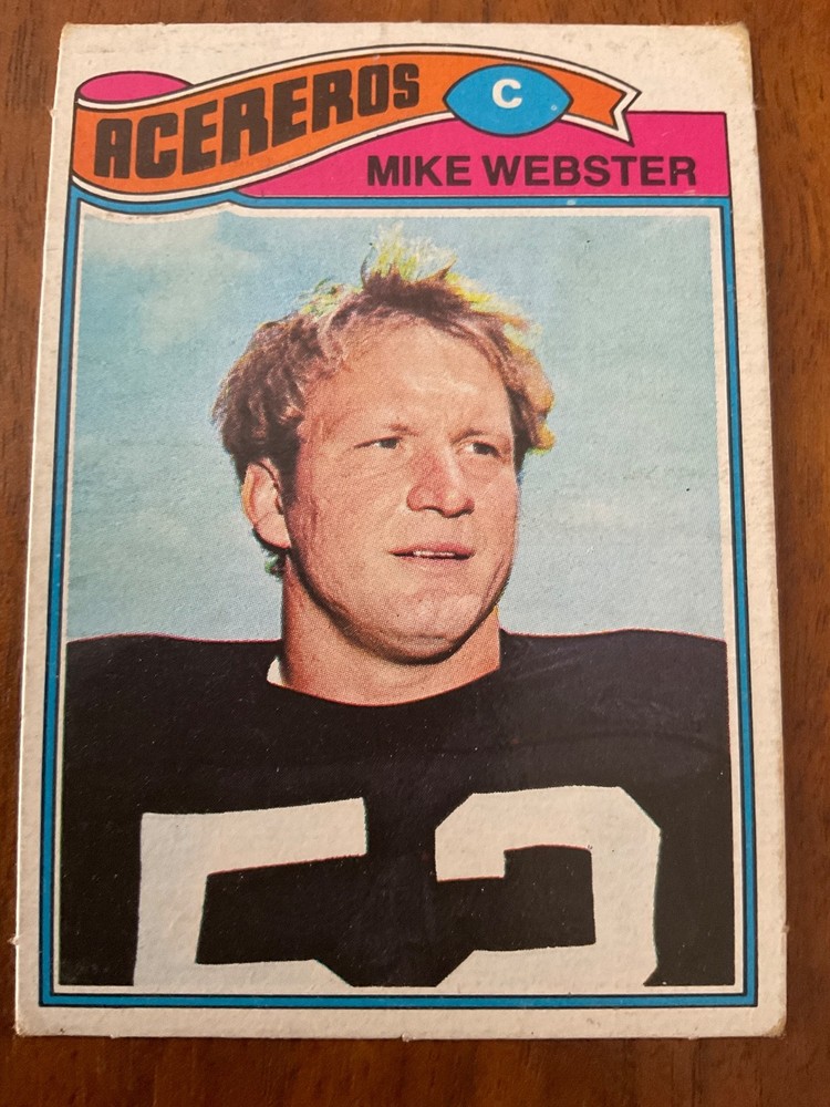 1977 Topps MEXICAN #99 Mike Webster rookie card (RC) Steelers, short print (SP)