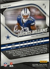 2025 Panini Prizm JAVONTE WILLIAMS White Disco Prizm #1 Cowbows | BUY 4+ 40% OFF