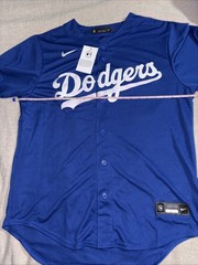 Nike Men&rsquo;s MLB Los Angeles Dodgers Jersey Blue Script Logo Button Up Sz L