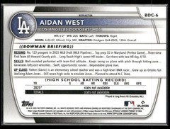 2025 Bowman Chrome Draft Prospects Refractor – Aidan West – Dodgers 1st!