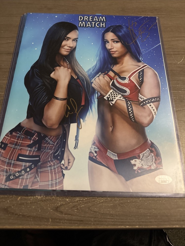 Aj Lee Sasha Banks Dual Signed 11×14 Photo Jsa Cert Wwe Nxt Aww