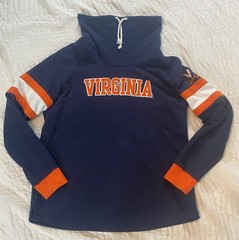 Champion Virginia Cowl Neck Sweatshirt Size XL Navy With White And Orange