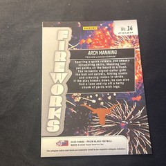 Arch Manning Silver Fireworks 2025 Prizm Black Football Texas Longhorns Prospect