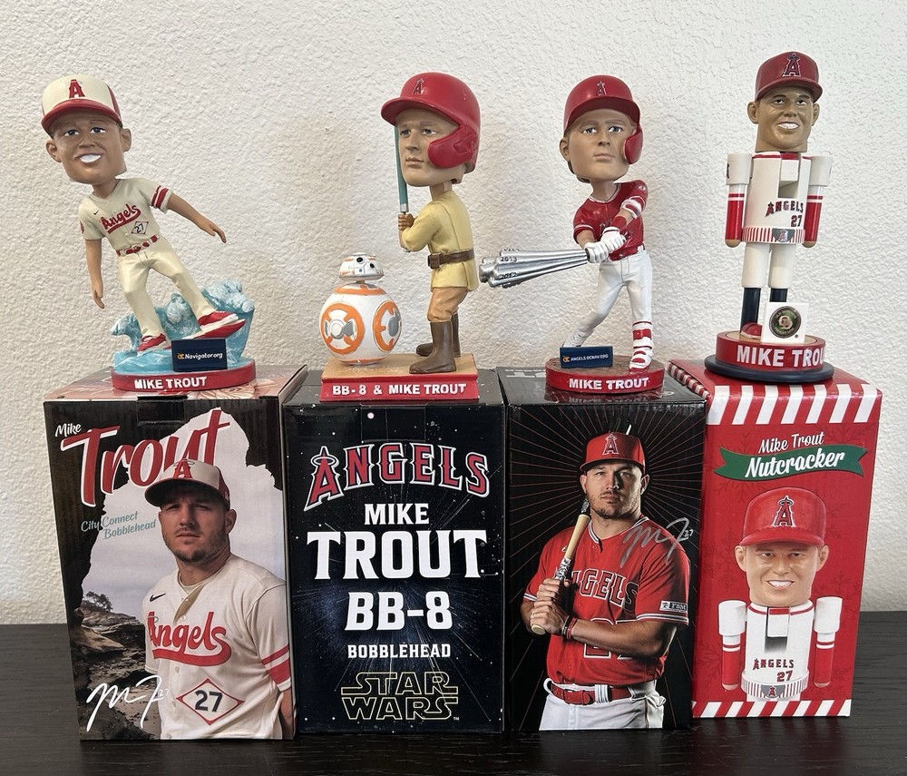 Los Angeles Anaheim Angels MIKE TROUT BOBBLEHEAD NUTCRACKER SGA Lot Of 4 NEW NIB