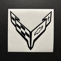 CUSTOM 2020-24 C8 CORVETTE Stingray Z51 Crossed Flags Emblem Outline Decal