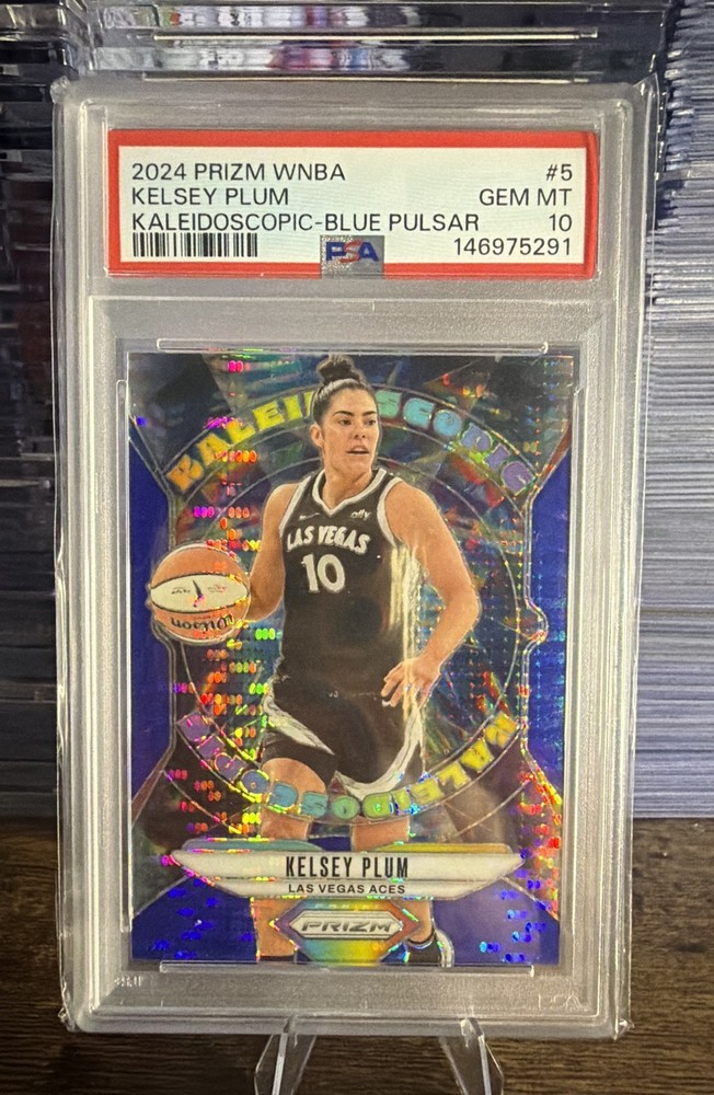 2024 Panini Prizm WNBA Kaleidoscopic Kelsey Plum #5 Blue Pulsar #/199 Sparks