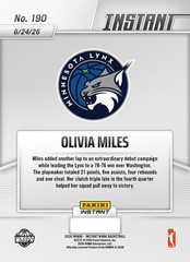 2026 Panini Instant WNBA #190 Olivia Miles Minnesota Lynx RC PRESALE