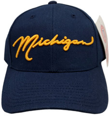 Michigan Wolverines Hat Adjustable Strap Script Navy
