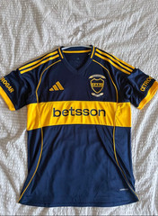 BOCA JUNIORS 2001 25th ANNIVERSARY JERSEY – PRINTING + PATCH – ADIDAS KC1574!