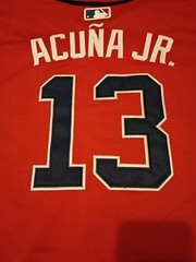 Youth Small Ronald Acuna Jr Classic Red Jersey Stitched Atlanta Braves NWT!!