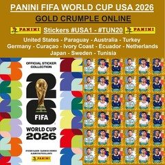 GOLD CRUMPLE Panini FIFA World Cup 2026 Stickers #USA1 – #TUN20