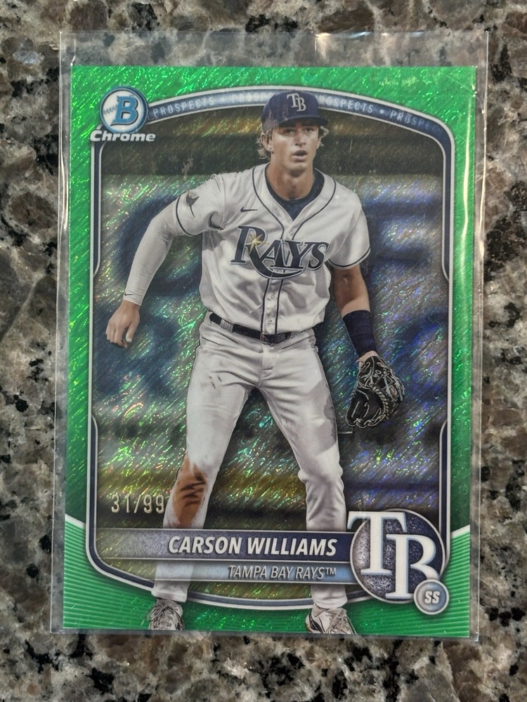 2025 Bowman Chrome – Carson Williams #BCP-234 Green Shimmer Refractor 31/99