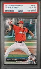 2017 Trevor Rogers RC Rookie #BD63 Bowman Draft Marlins PSA 10 GEM MINT