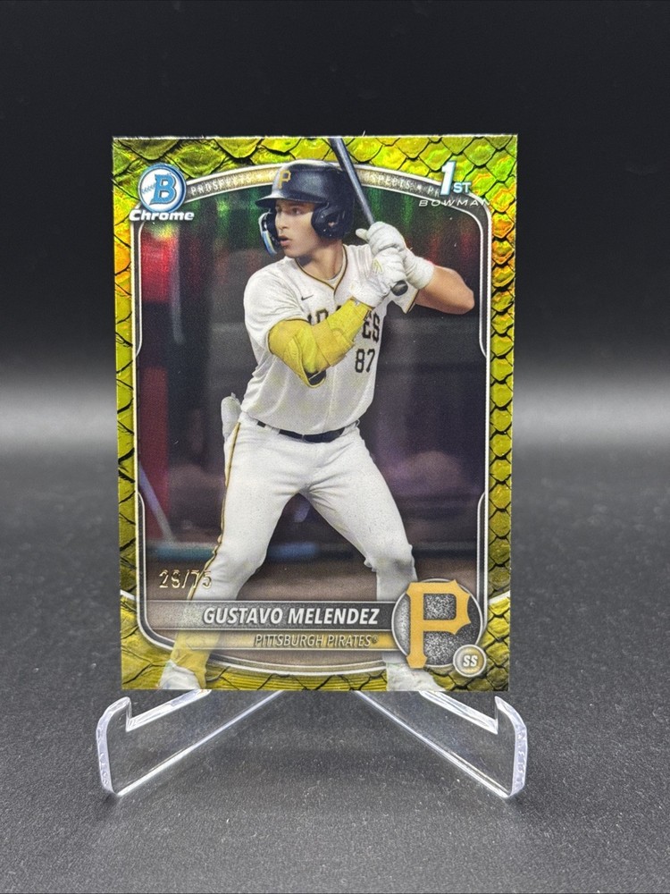 Gustavo Melendez – 2025 Bowman Draft Chrome 1st – Yellow Reptilian /75 – Pirates