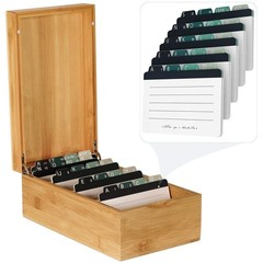 Bamboo Index Card Holder with Dividers