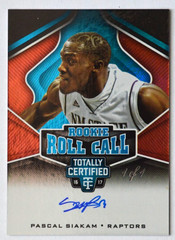 2016-17 Pascal Siakam 1 of 1 Totally Certified Rookie Roll Call Auto Holo 1/1 RC
