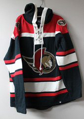 New Ottawa Senators old time jersey style mid weight cotton hoodie men&rsquo;s L