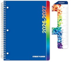 2026-2027 Middle & High School Student Planner – Dated 8.5&Prime; x 11&Prime; Blue Colors