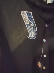 Seahawks Blackout Pauncho Knit Bead Logo Nwt