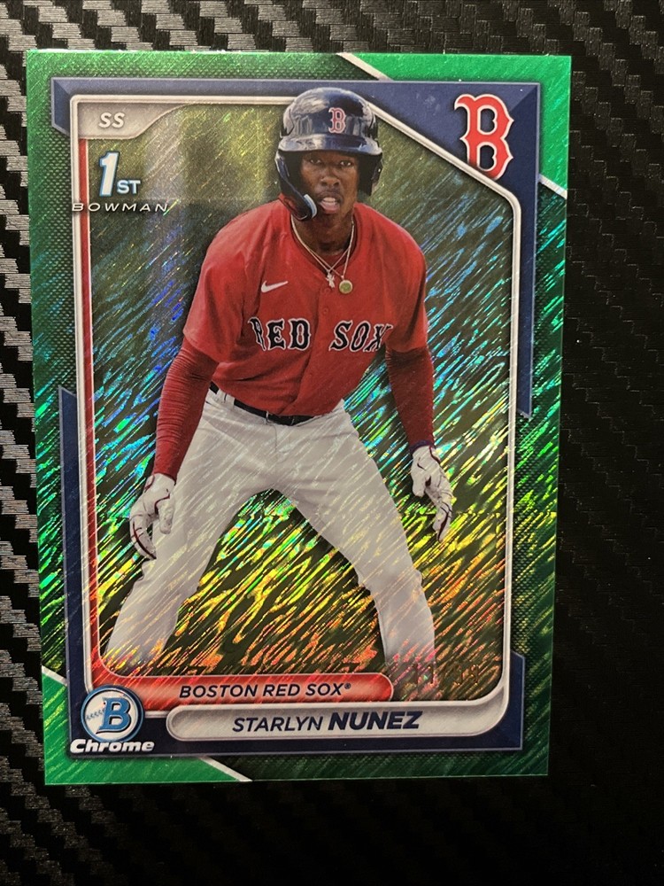 2024 Bowman Chrome – Prospect Starlyn Nunez #BCP-207 Green Shimmer Refractor /99