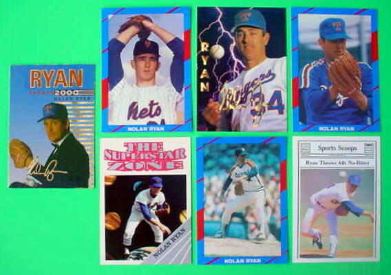 NOLAN RYAN 1990 1991 Broder Sports Data Bank Test Oddball Card Lot of 7 Cards NM