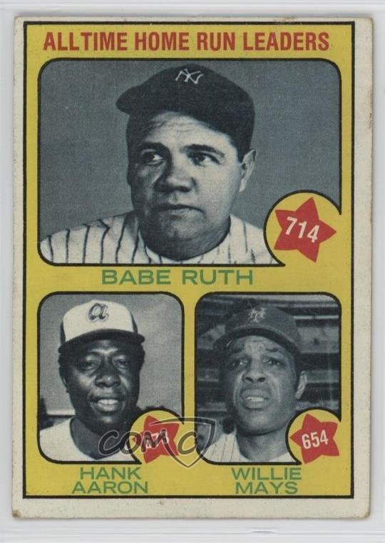 1973 Topps All-Time Leaders Willie Mays Hank Aaron Babe Ruth #1 HOF 1tg8