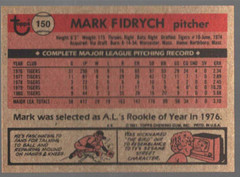 1981 TOPPS # 150 MARK FIDRYCH « THE BIRD » NR Mint