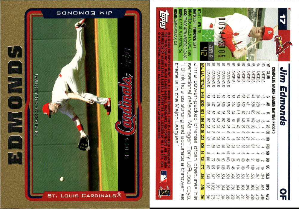 2005 Topps Series 1 – Gold Parallels /2005 (#1-367) ~ Choose Your Card