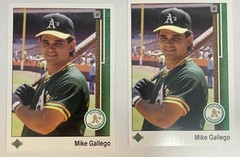 1989 Upper Deck MIKE GALLEGO (1) Reverse Negative Error & (1) Correct Card #583