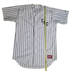Rawlings Baseball Jersey White Navy Blue Striped Button Down Number 14 Large Vtg