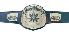 Weed 420 World Heavyweight Wrestling Championship Belt Adult Size Gold Plated