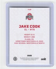2025 ONIT Athlete Ohio State Buckeyes #F-27 Jake Cook Fusion Holo 138/199