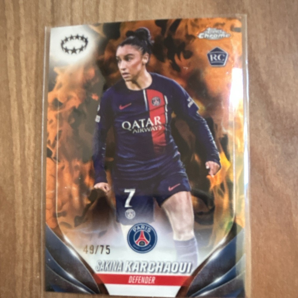 Topps Chrome Sakina Karchaoui PSG Rookie Inferno Refractor /75 UEFA Women&rsquo;s