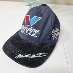 Vintage 90s Mark Martin #6 Valvoline Roush Racing Hat Leather Strapback Cap VTG