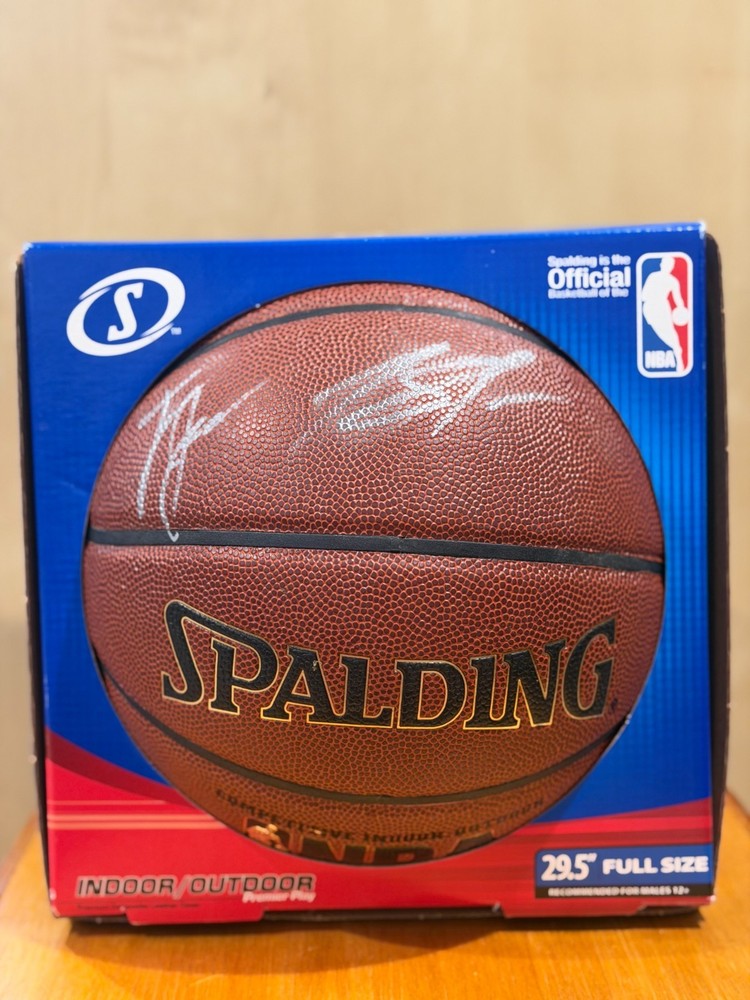 KAT & Tyus Jones Autographed Spalding NBA Basketball 2015-16 Rookie Class Wolves