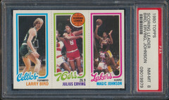 1980 TOPPS BASKETBALL SCORING LEADER BIRD RC/DR. J/MAGIC RC PSA 8 NMMT HOF SHARP