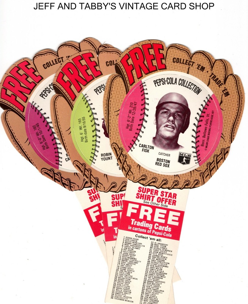 1977 Pepsi Cola Collection Baseball Stars Gloves/Discs / SEE DROP DOWN MENU