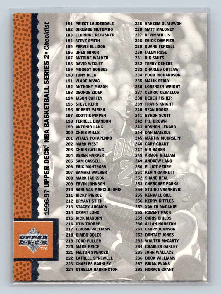 1996-97 Upper Deck #360 Checklist: 181-360