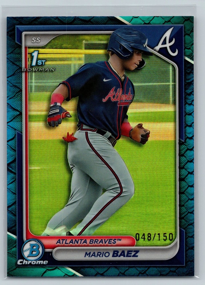 Mario Baez 2024 Bowman Chrome Blue Reptilian Refractor #/150 #BCP-153 Braves