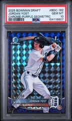 2025 Bowman Draft Chrome Jordan Yost Purple Geometric Refractor /250 PSA 10